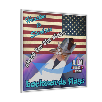 shoot for the stars - framed canvas art (grey-pink wave)