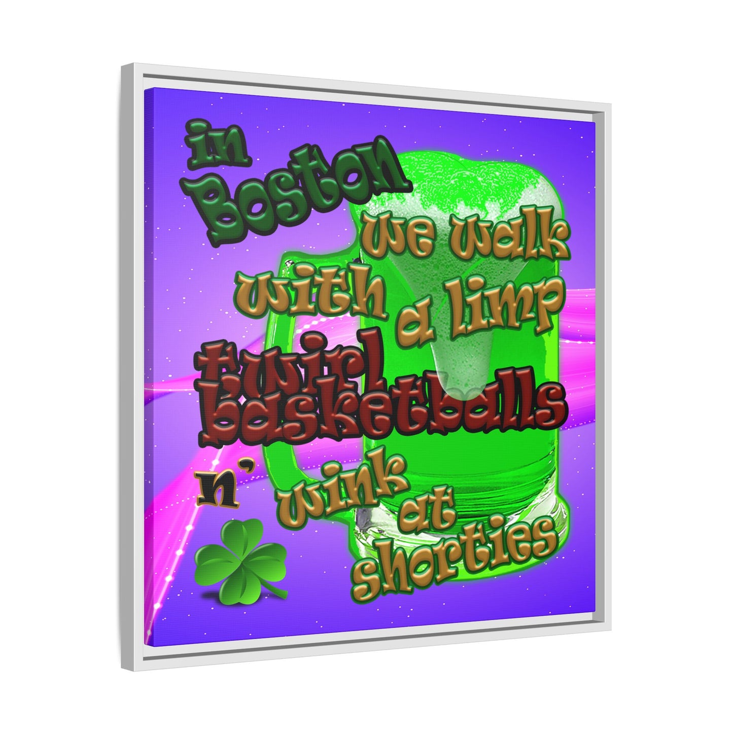 celtics logo - framed canvas art (purple-pink wave)