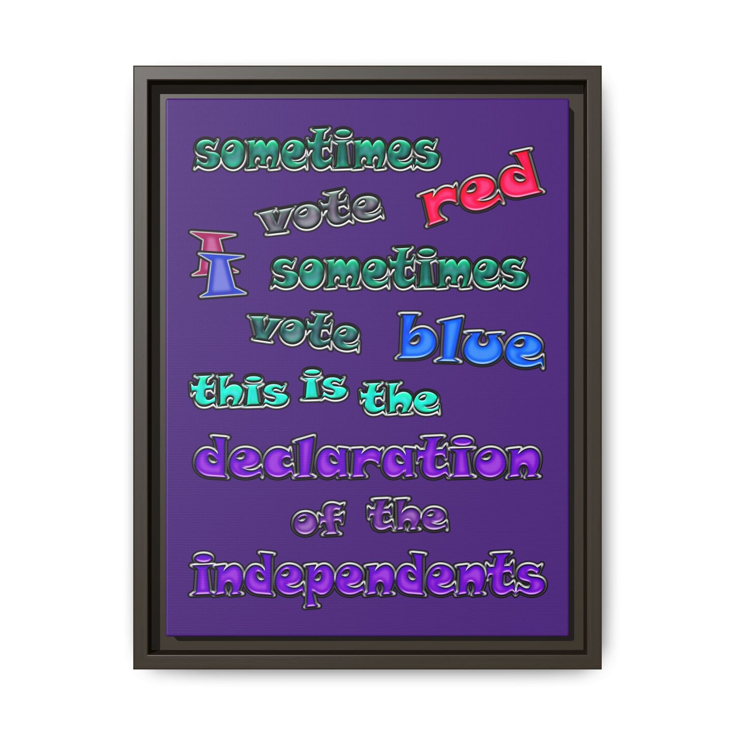 declaration of the independents - framed canvas art (purple)
