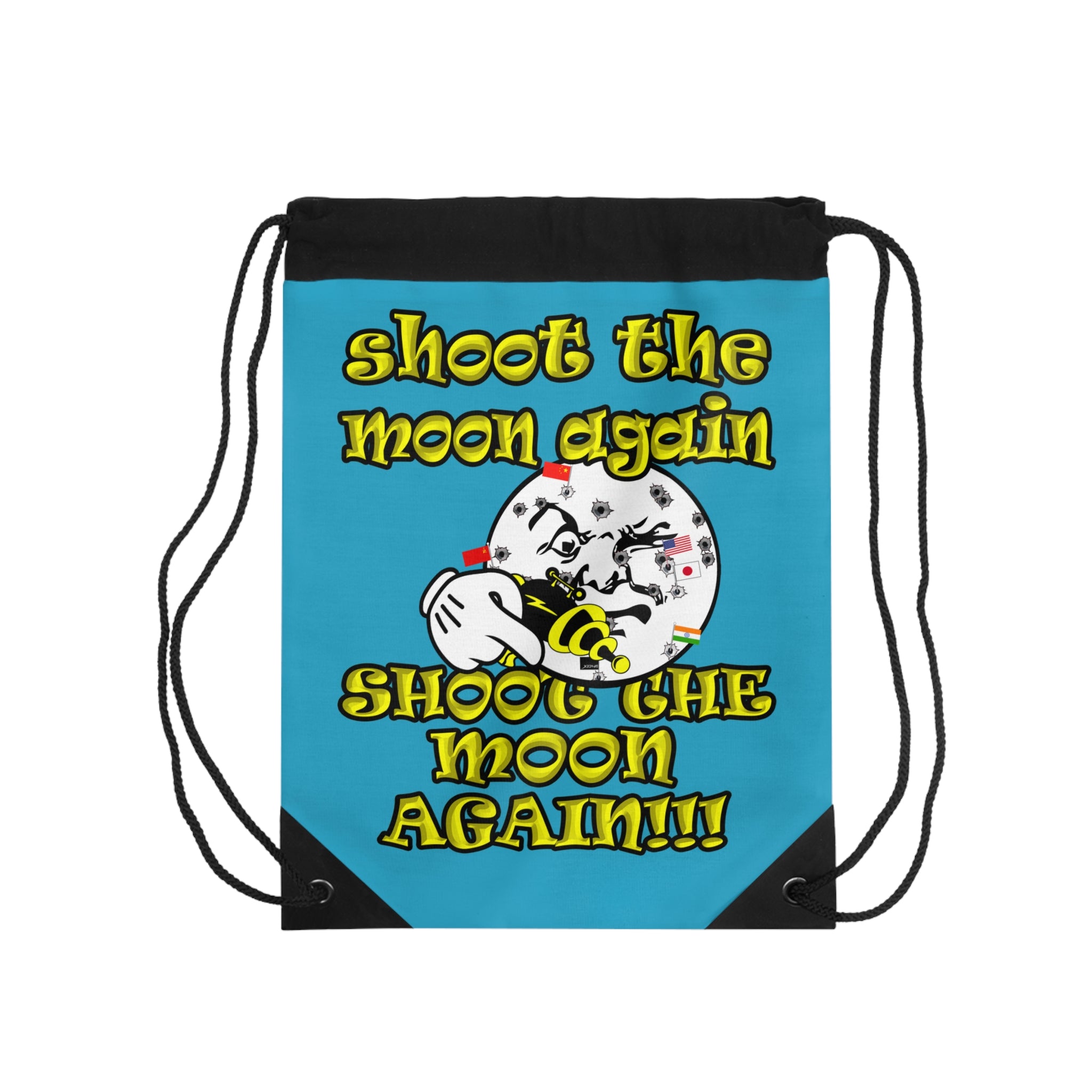 shoot the moon again - Drawstring Bag (turquoise)