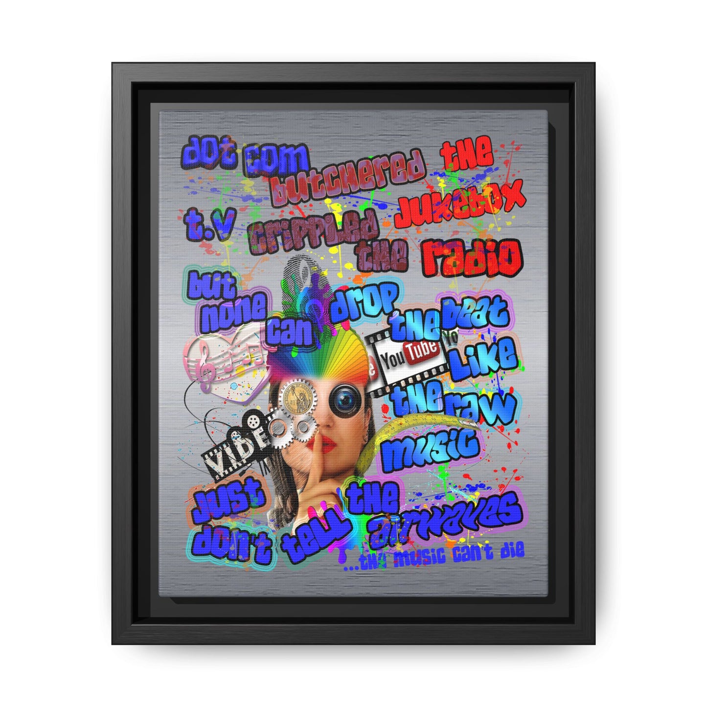 drop the beat - framed canvas art (brushed nickel)
