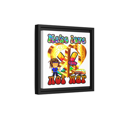 love peace - framed canvas art (white)