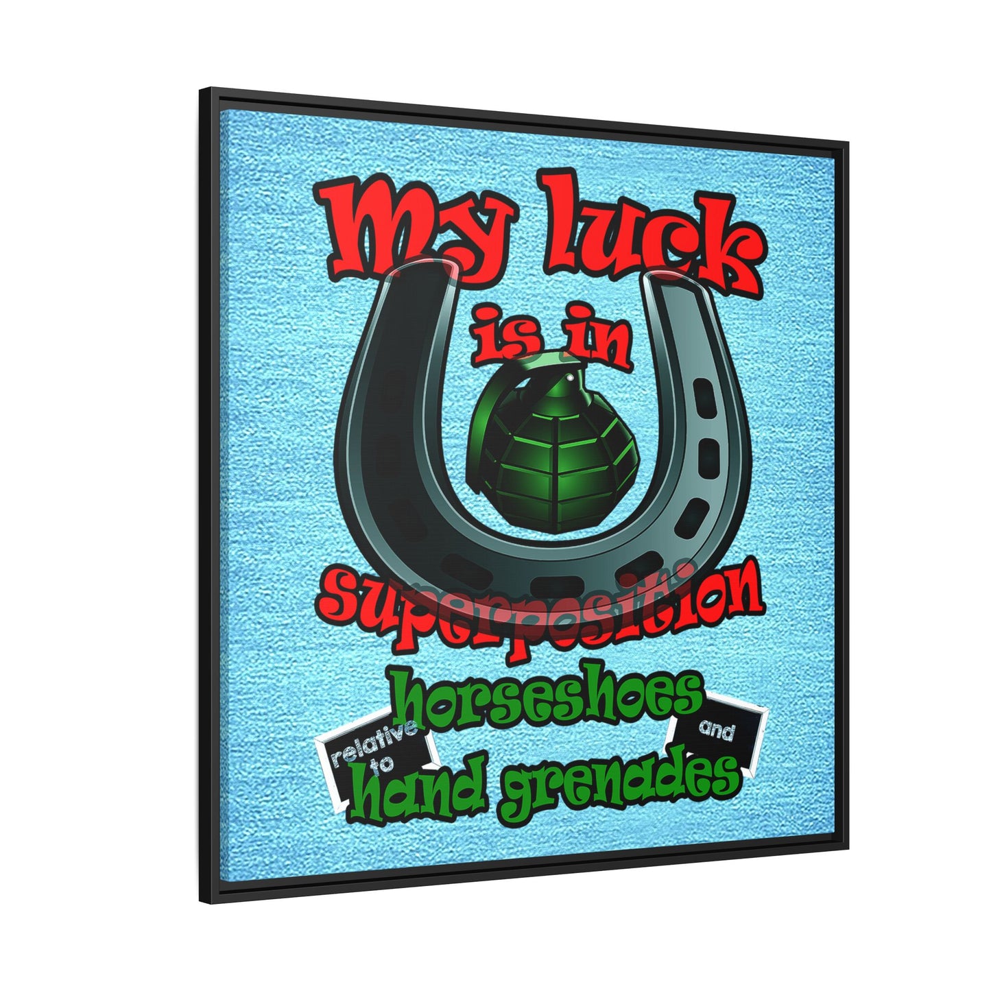 my luck - framed canvas art (faded blue)