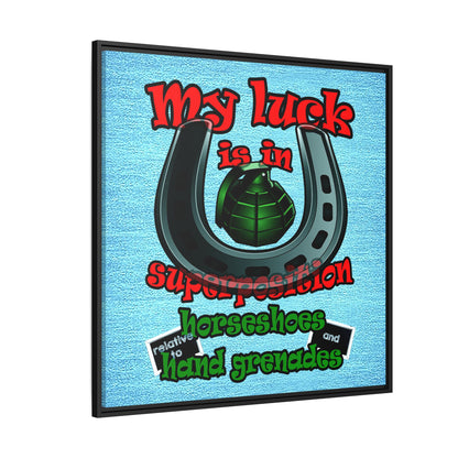 my luck - framed canvas art (faded blue)