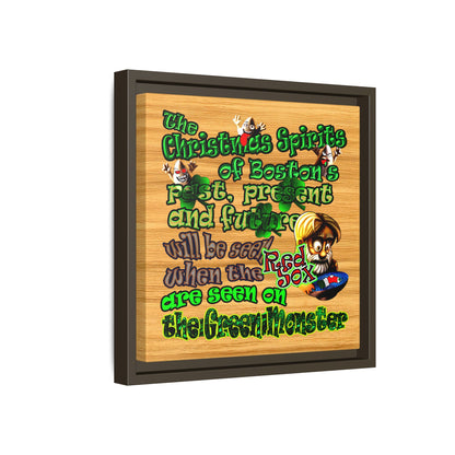 christmas spirits of boston - framed canvas art (butterscotch wood finish)