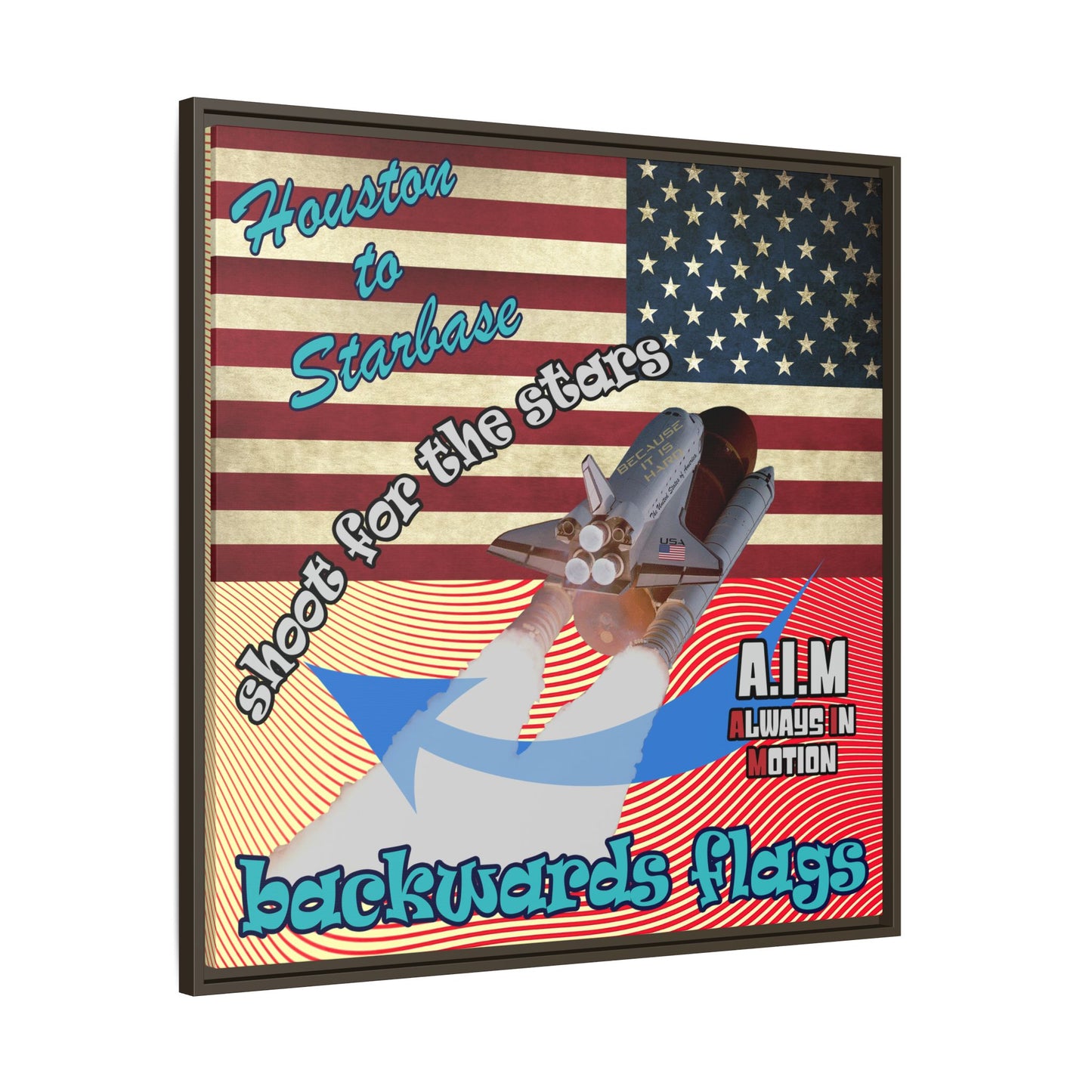 shoot for the stars - framed canvas art (yellow-orange wave)
