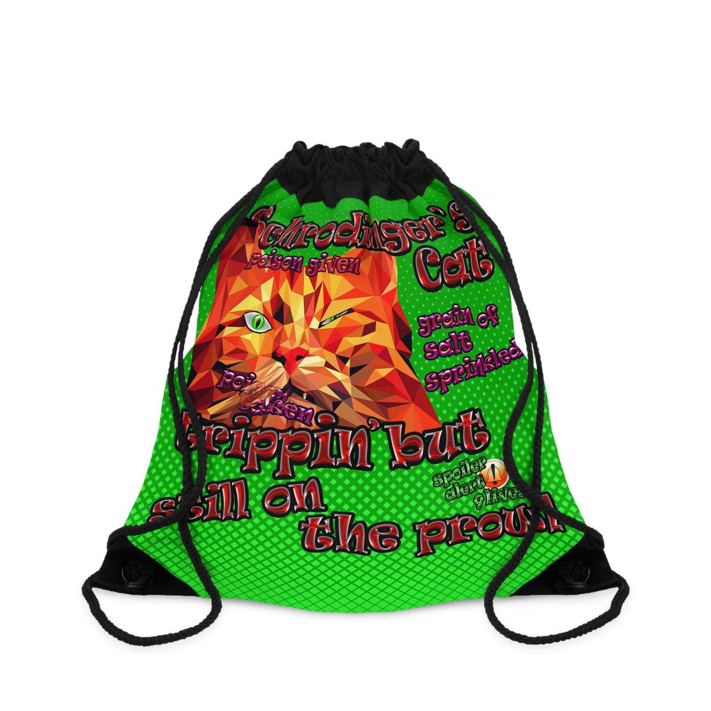 schrodinger's cat - Drawstring Bag (logo green)