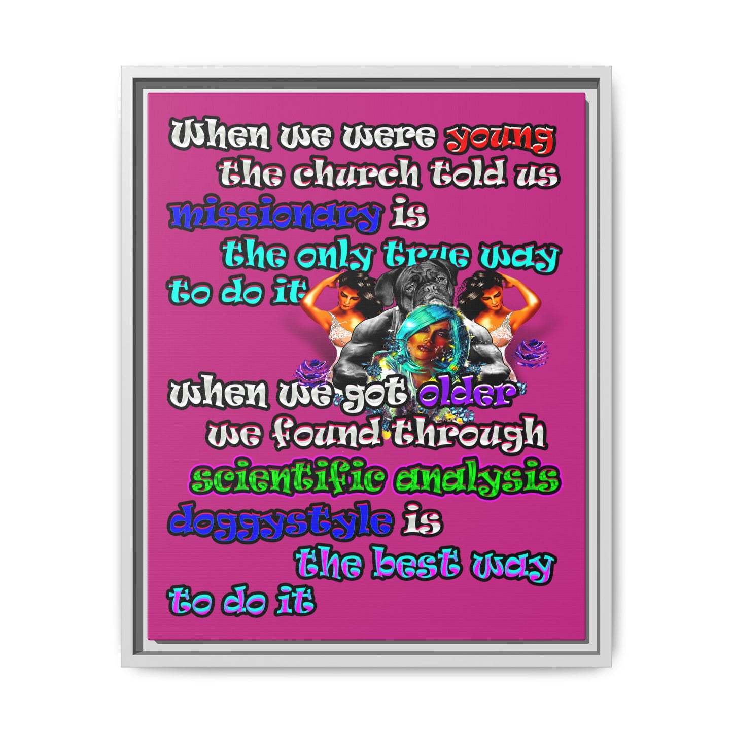 doggystyle - framed canvas art (pink)