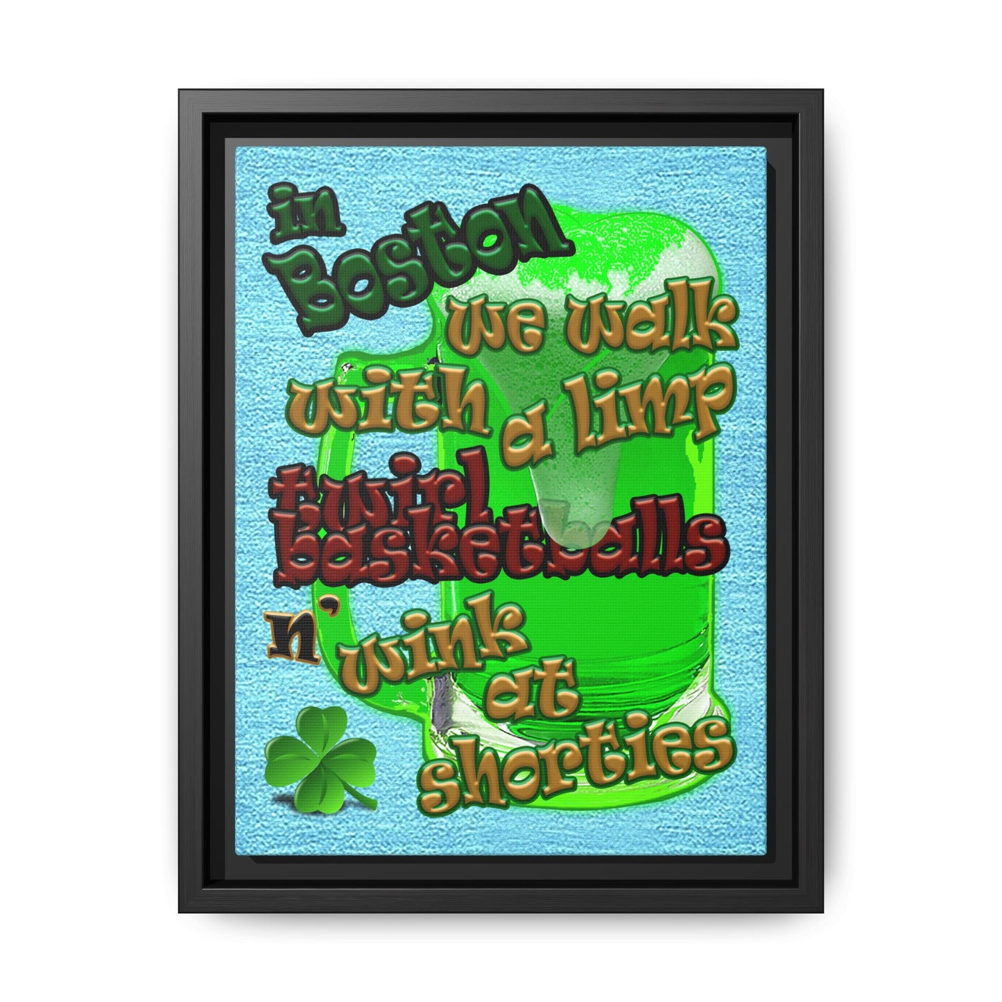 celtics logo - framed canvas art (faded blue)
