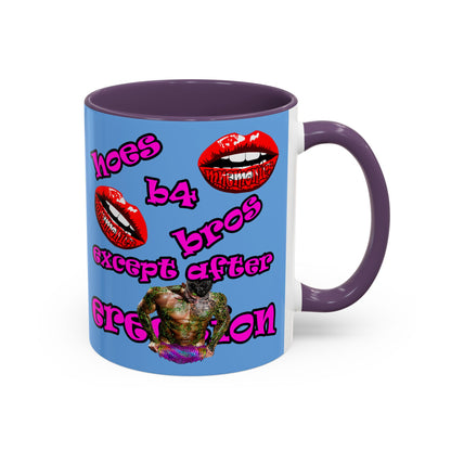 hoes b4 bros - Accent Mug (light blue)
