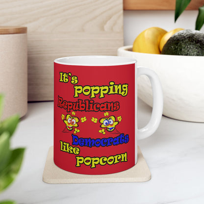 popping like popcorn - White Mug (dark red)