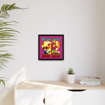 love peace - framed canvas art (pink)