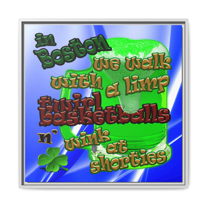 celtics logo - framed canvas art (blue-white wave)