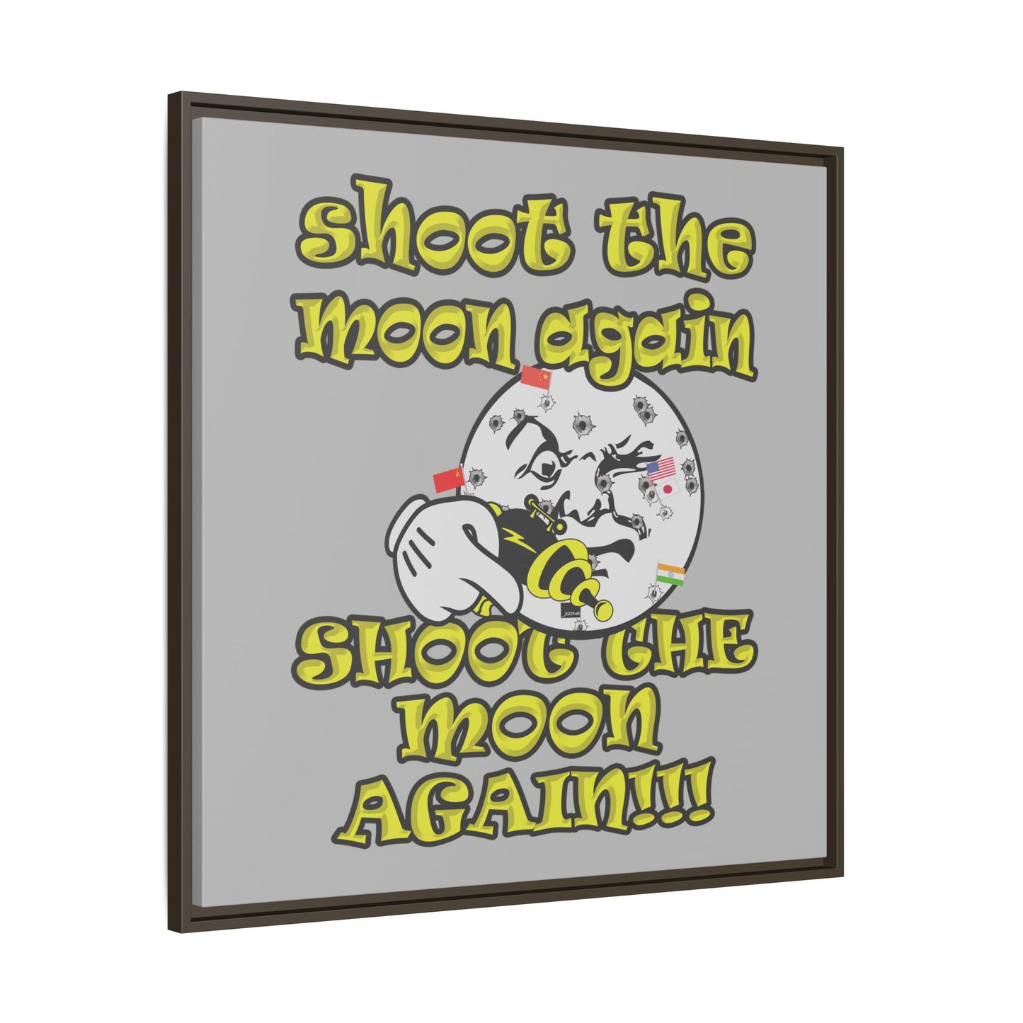 shoot the moon again - framed canvas art (light grey)