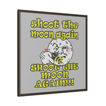 shoot the moon again - framed canvas art (light grey)
