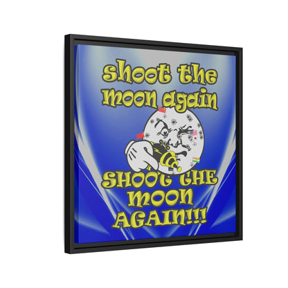 shoot the moon again - framed canvas art (blue-white wave)