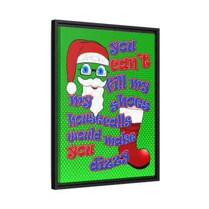 santa's shoes - framed canvas art (logo green)