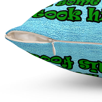turtle race - Spun Polyester Square Pillow - (faded dark blue)