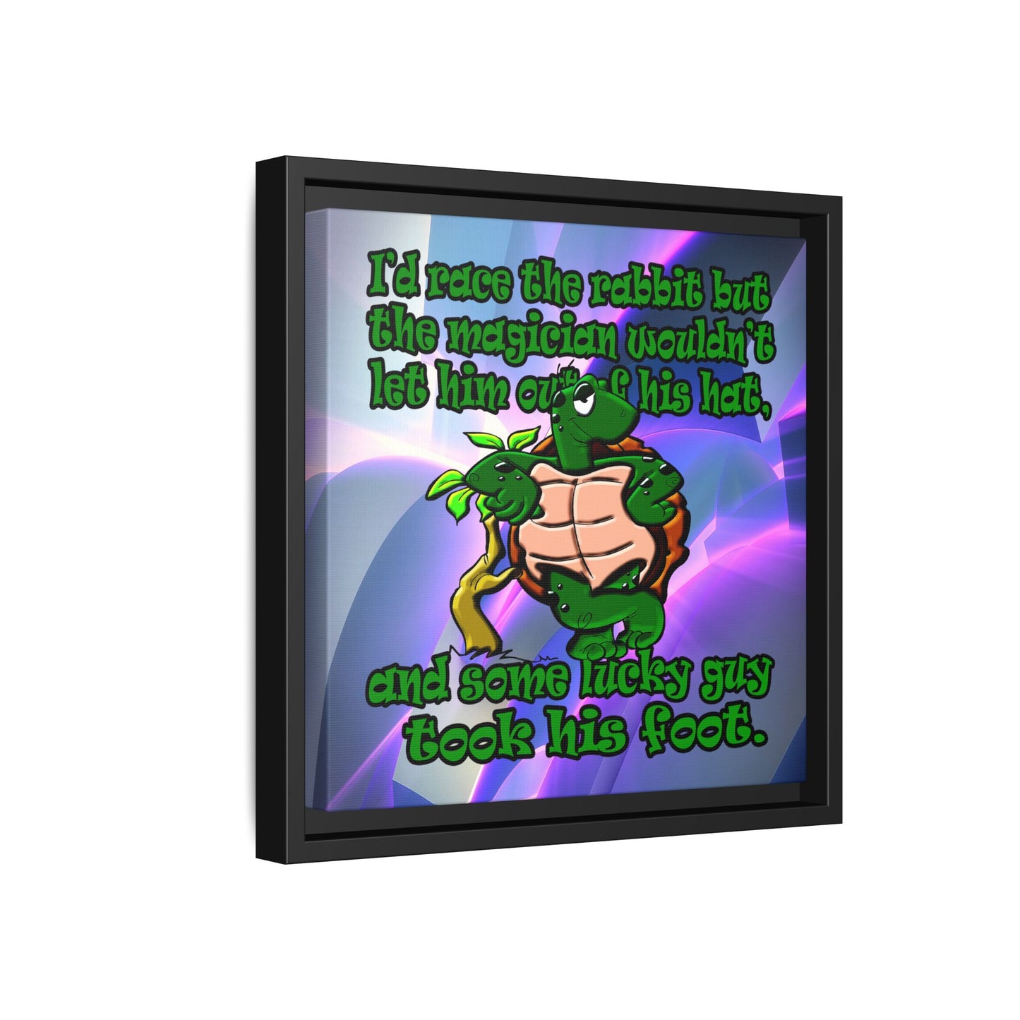 turtle race - framed canvas art (grey-pink wave)