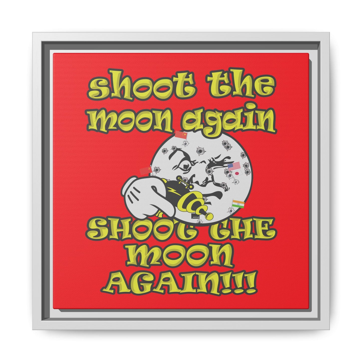 shoot the moon again - framed canvas art (red)