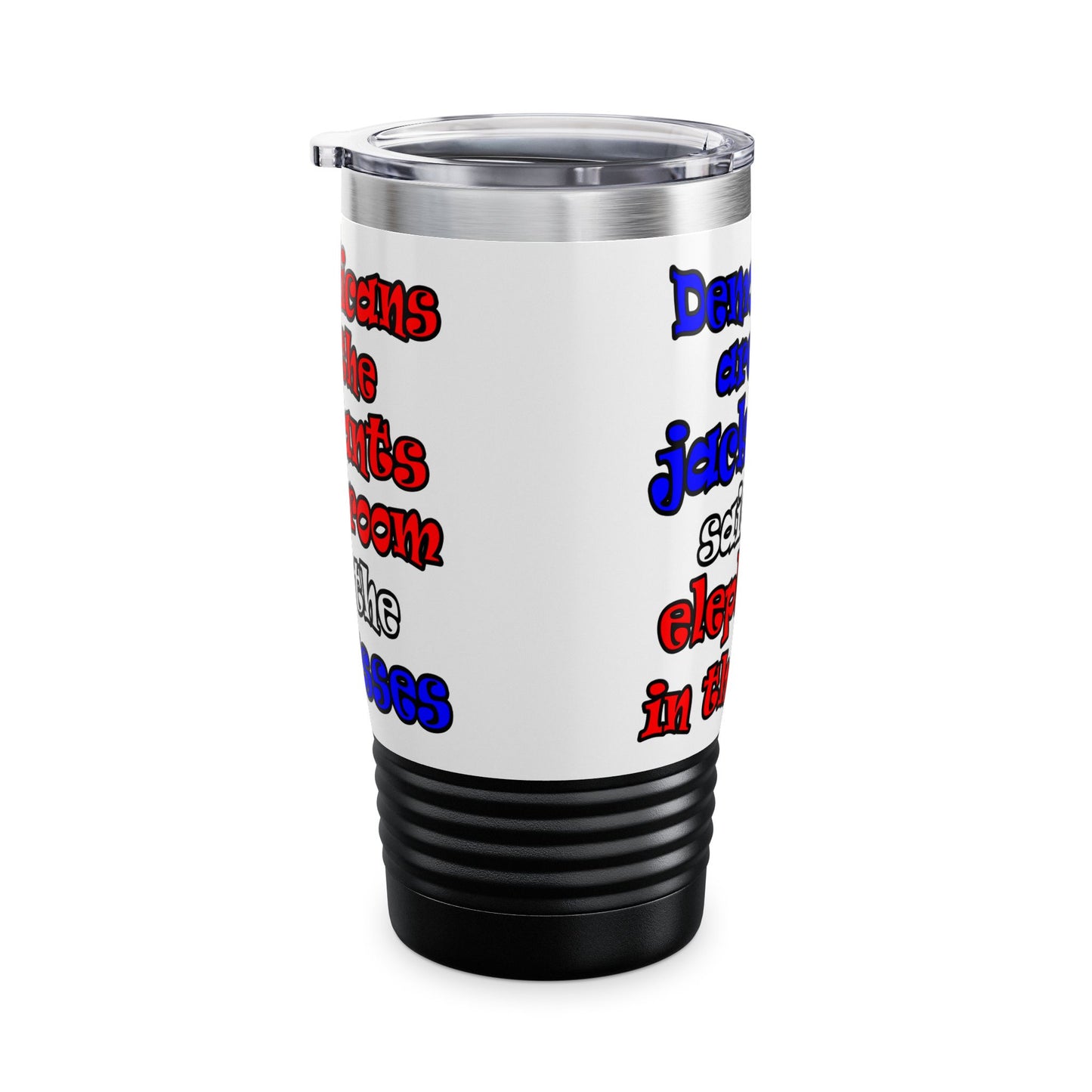 donkeys and elephants - Ringneck Tumbler, 20oz (white)