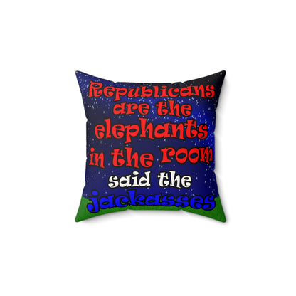 donkeys and elephants - Faux Suede Square Pillow - ('snoops' background)