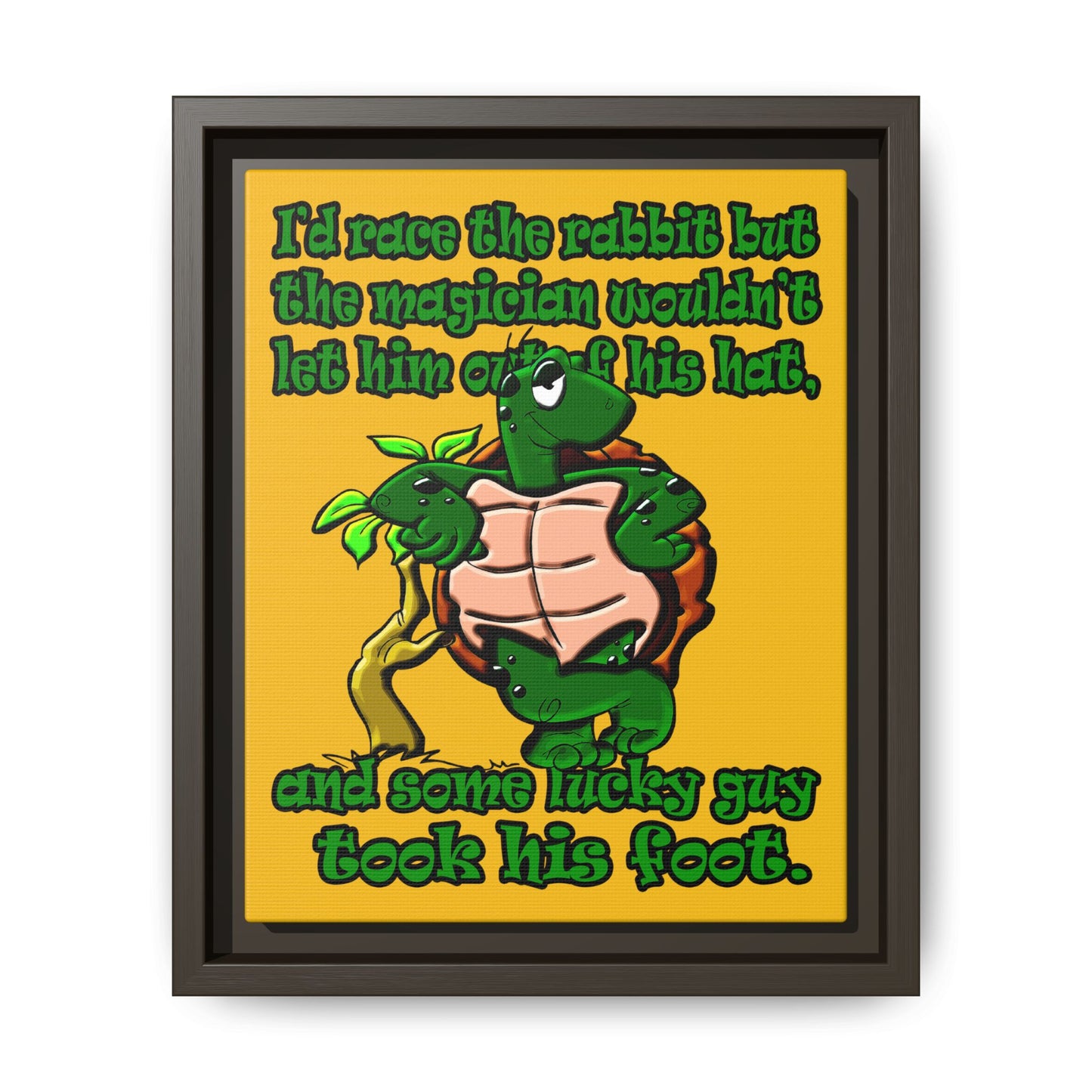 turtle race - framed canvas art (yellow)