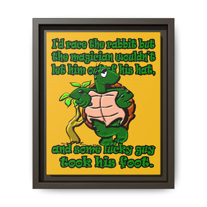 turtle race - framed canvas art (yellow)