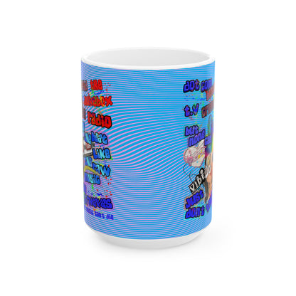 drop the beat - White Mug (light blue-purple wave)