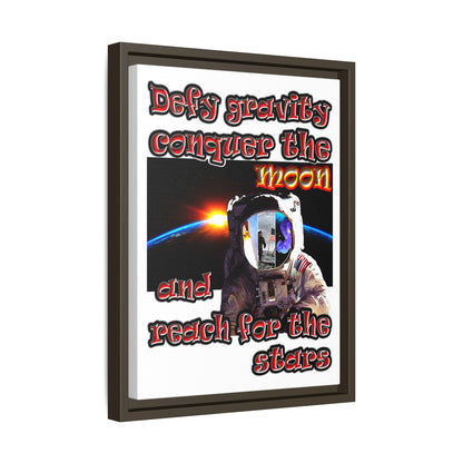 defy conquer reach - framed canvas art (white)