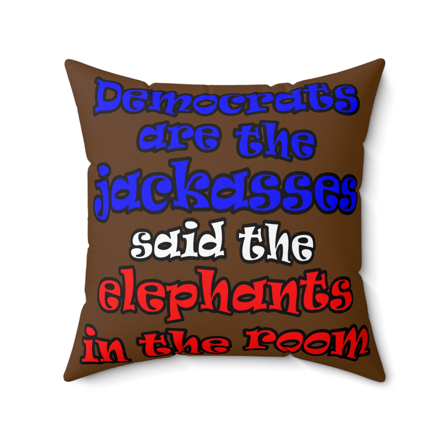 donkeys and elephants - Spun Polyester Square Pillow - (brown)