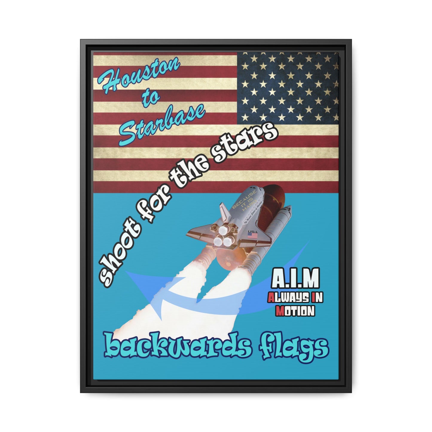 shoot for the stars - framed canvas art (turquoise)
