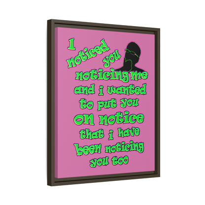 noticed you noticing - framed canvas art (light pink)