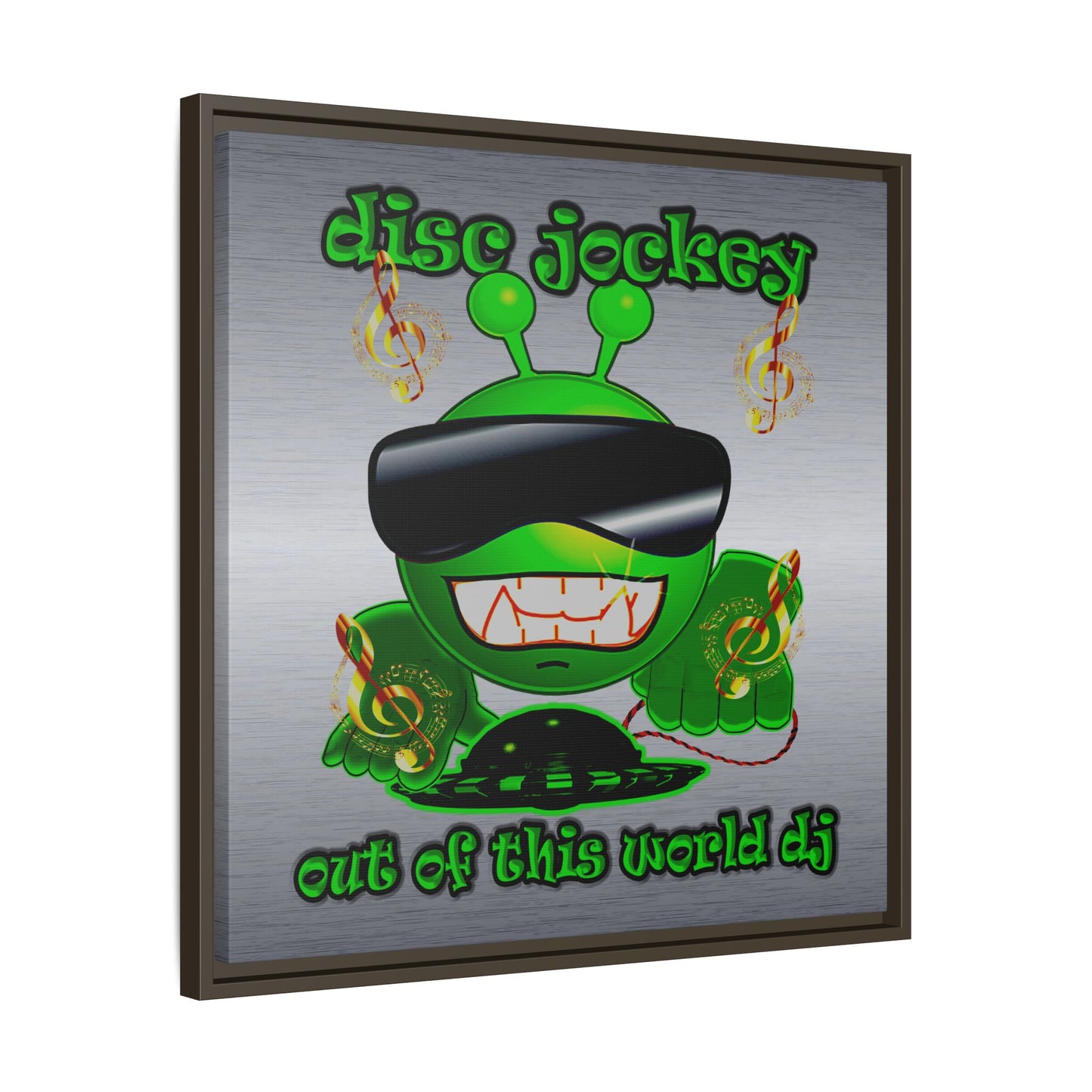 disc jockey - framed canvas art (brushed nickel)
