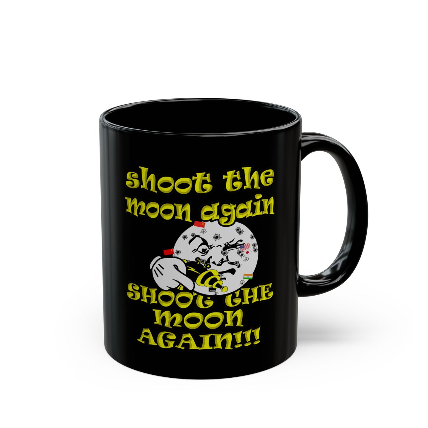 shoot the moon again - Black Mug (purple-pink wave)