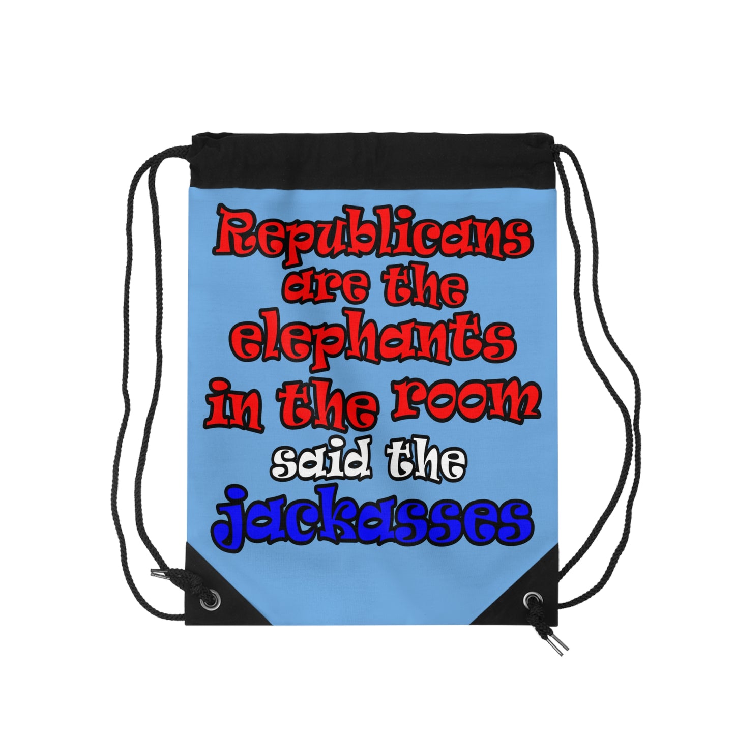 donkeys and elephants - Drawstring Bag (light blue)
