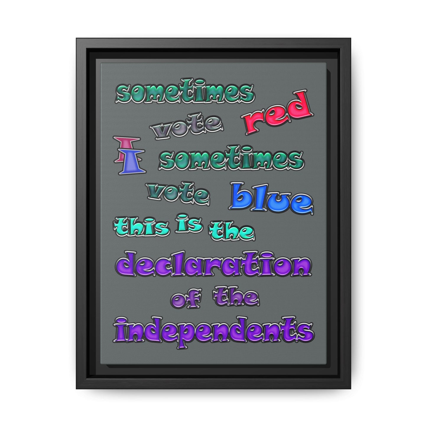 declaration of the independents - framed canvas art (dark grey)