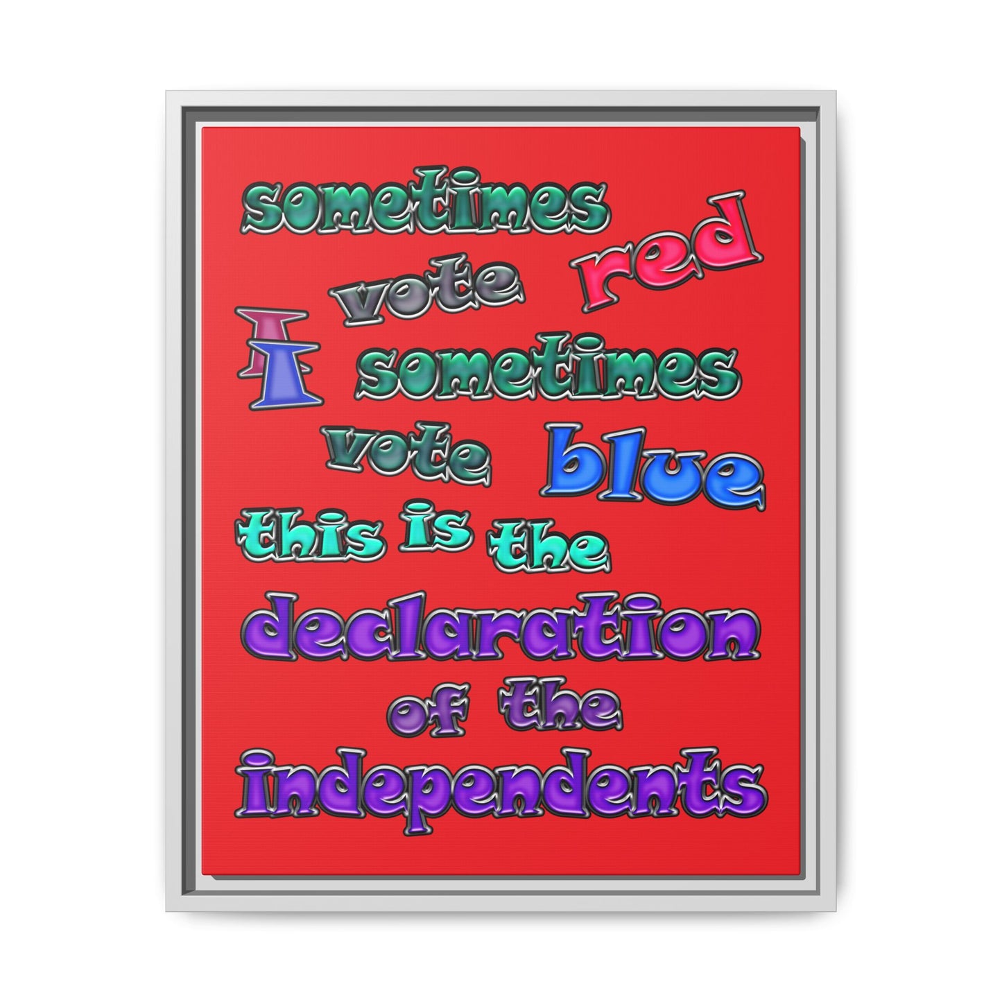 declaration of the independents - framed canvas art (red)