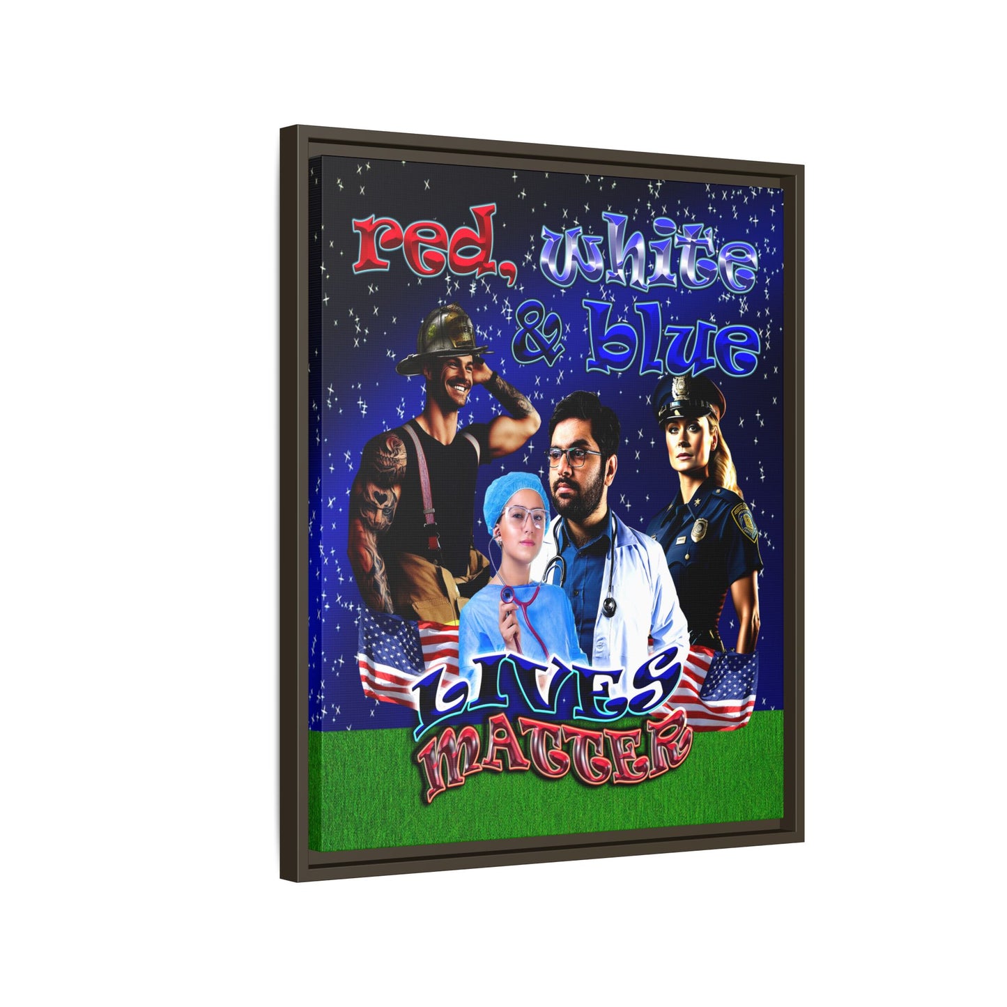 rw&b lives matter - framed canvas art ('snoops' background)