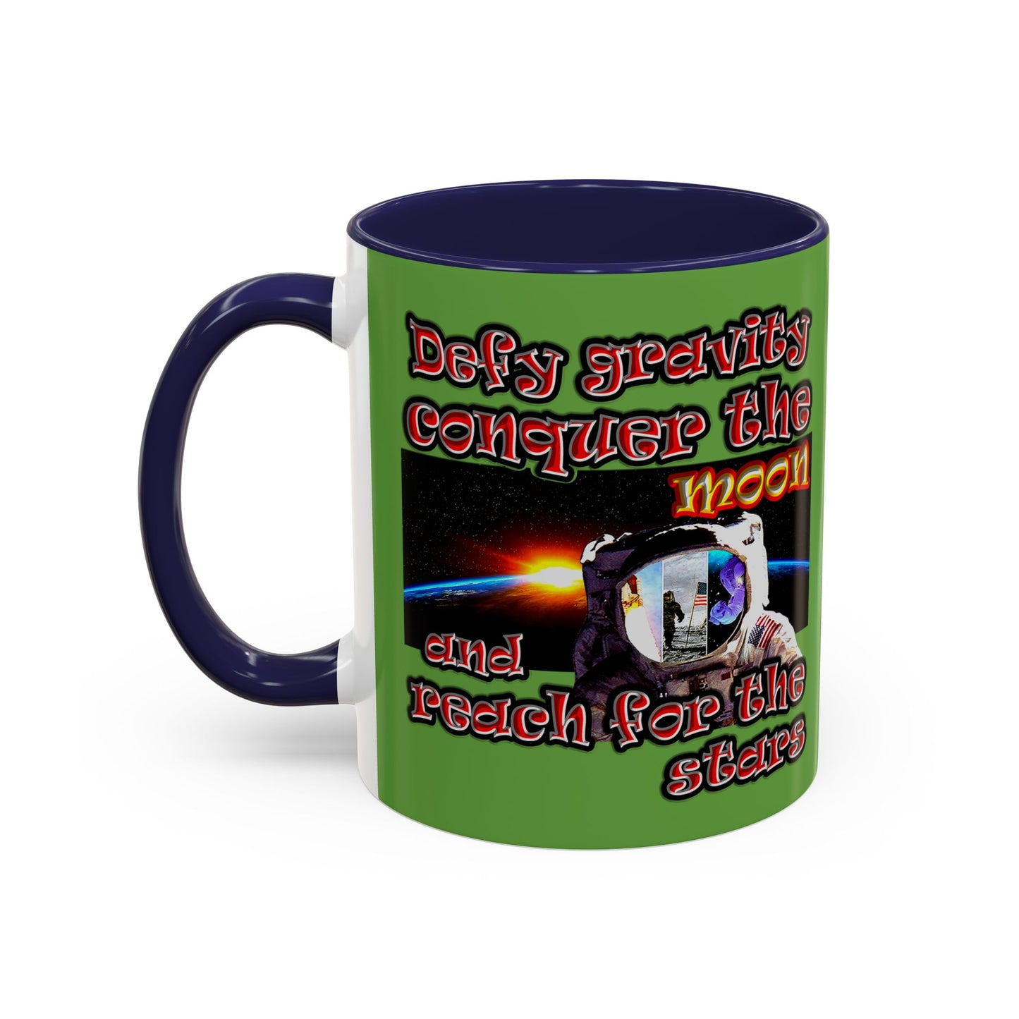 defy conquer reach - Accent Mug (green)