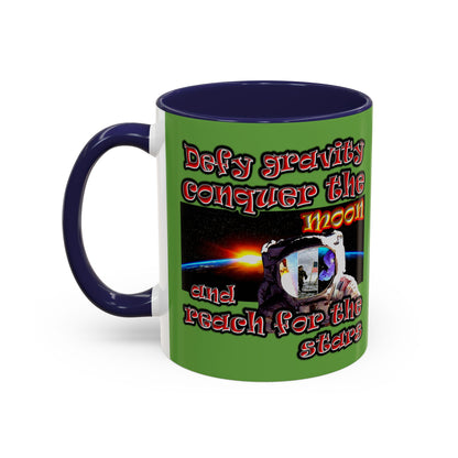 defy conquer reach - Accent Mug (green)