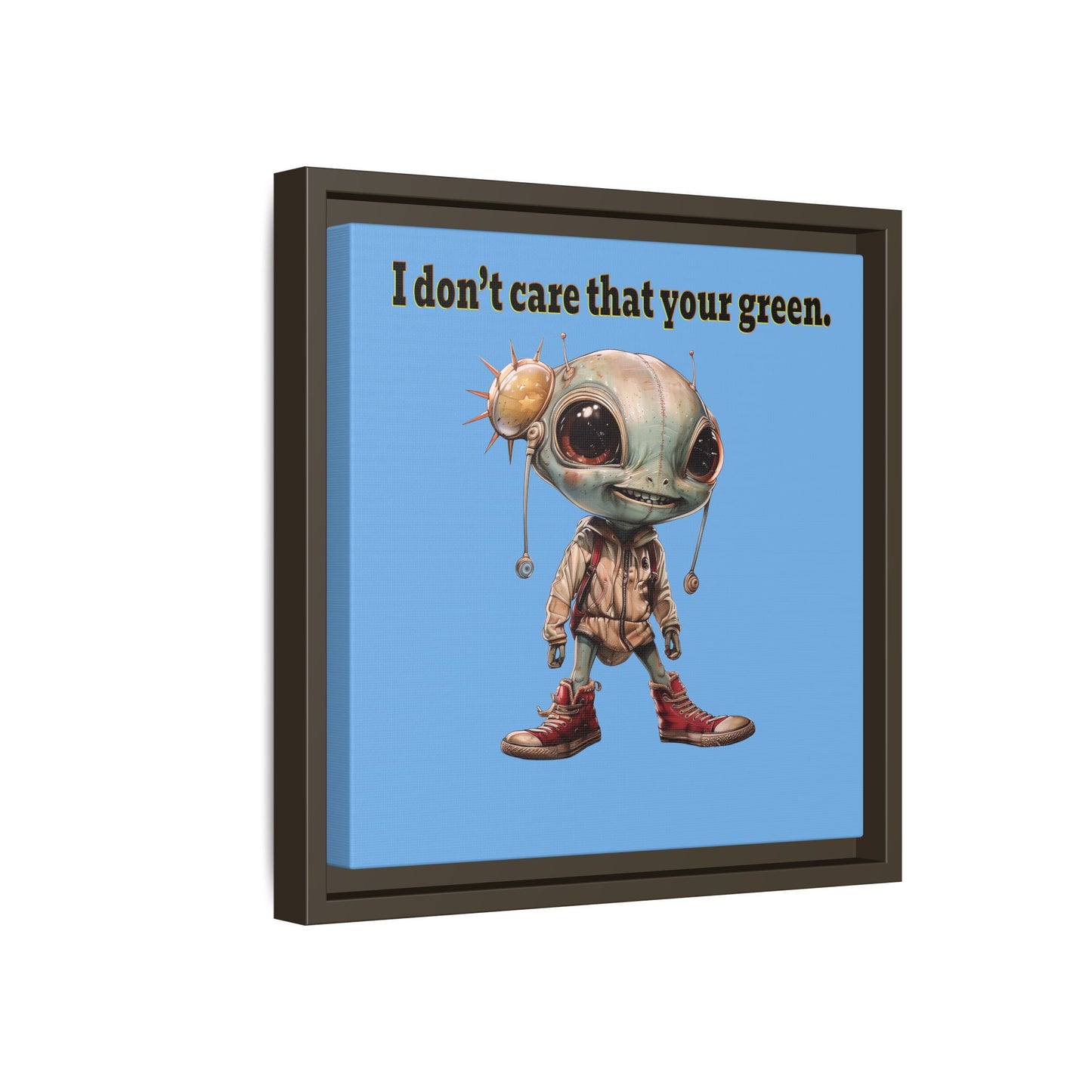 I don't care that your green - framed canvas art (light blue)