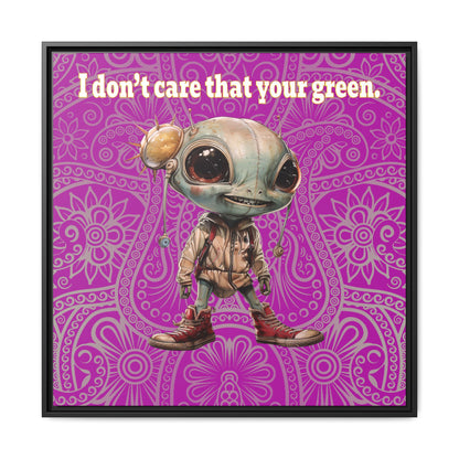 I don't care that your green - framed canvas art (pink swirl)
