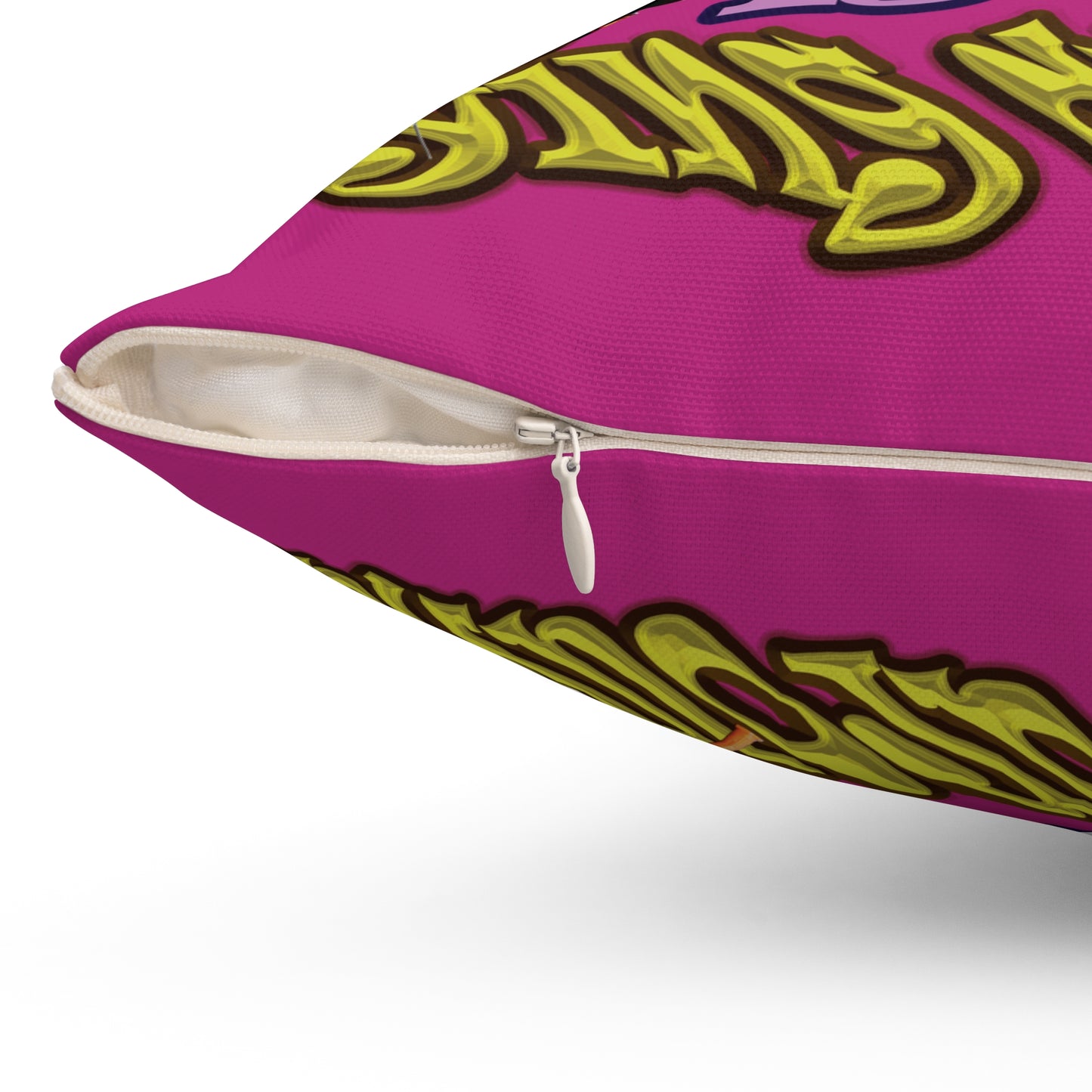 the bum's shit - Spun Polyester Square Pillow - (pink)