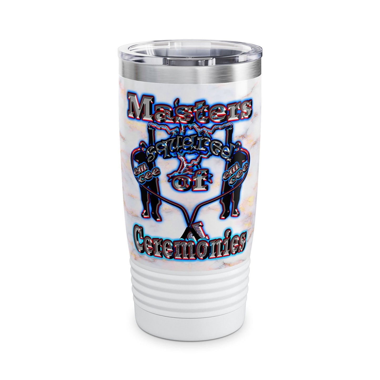 em cee squared - Ringneck Tumbler, 20oz (white marble)