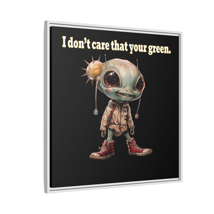I don't care that your green - framed canvas art (black)
