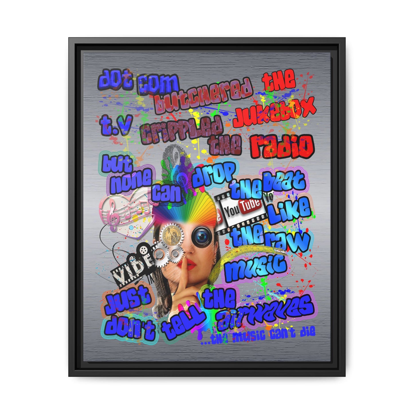 drop the beat - framed canvas art (brushed nickel)