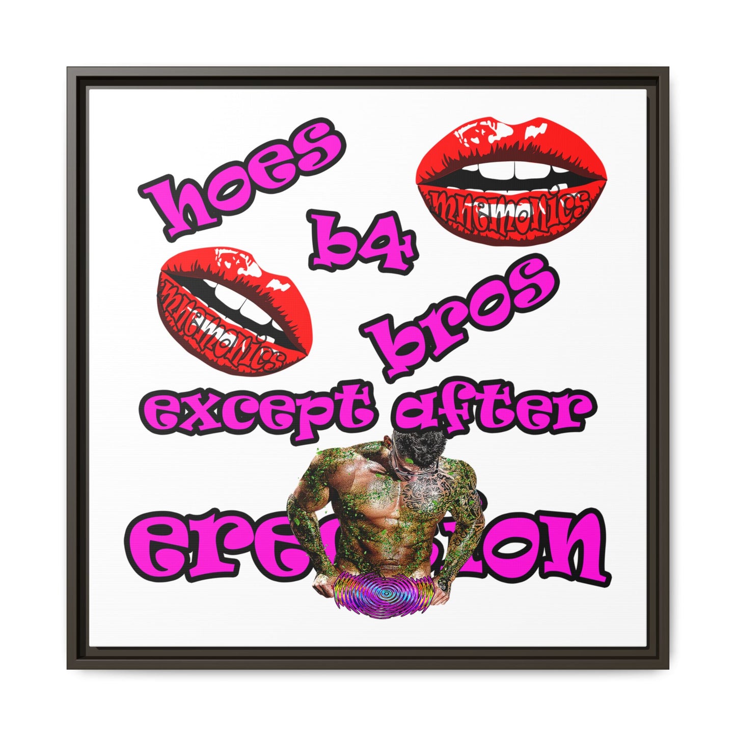 hoes b4 bros - framed canvas art (white)