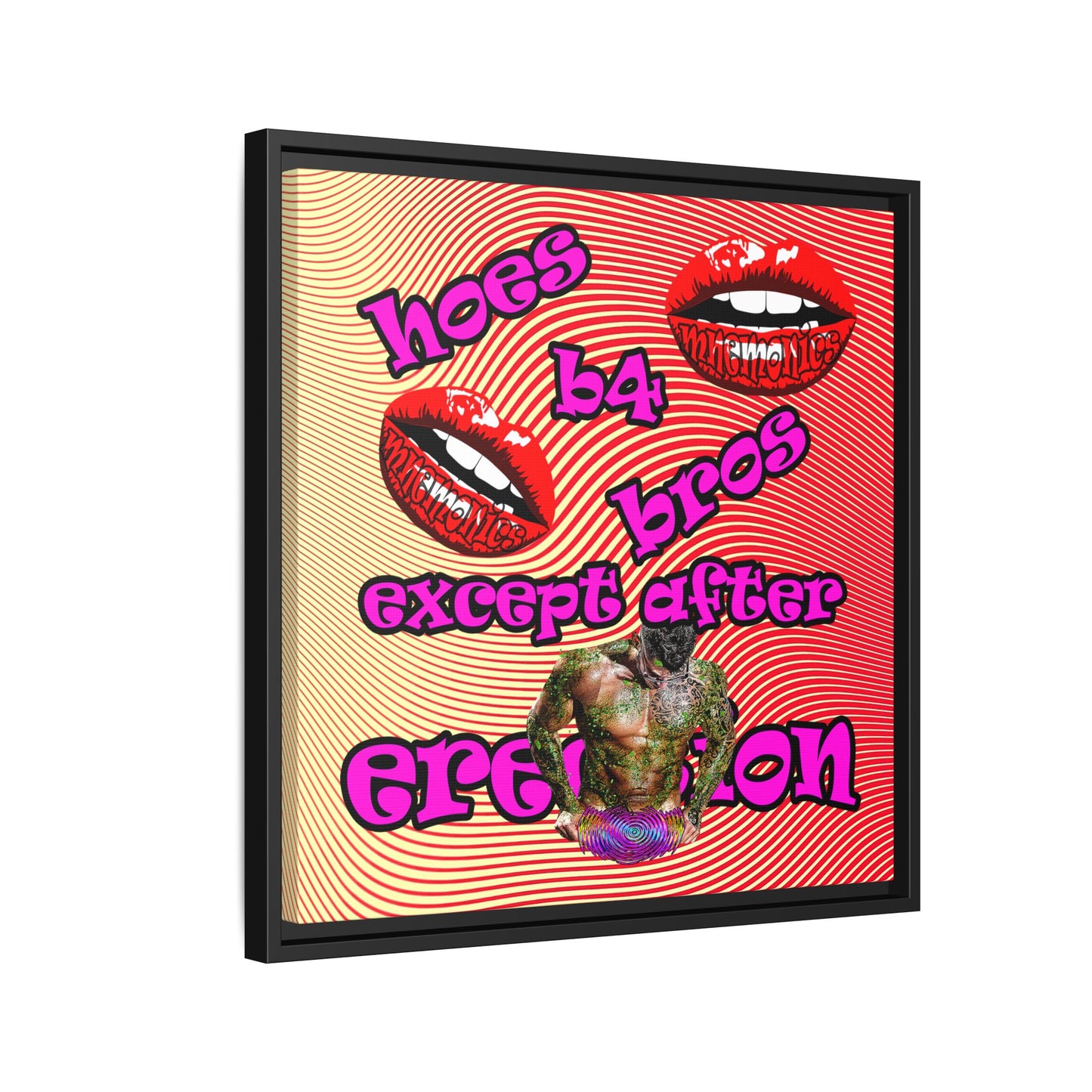 hoes b4 bros - framed canvas art (yellow-orange wave)