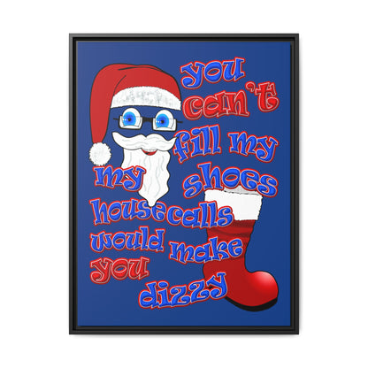 santa's shoes - framed canvas art (dark blue)